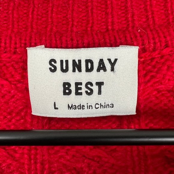 Aritzia Sunday Best Effie Cardigan Sweater Cable Knit Wool Alpaca Cropped Preppy - Picture 6 of 11